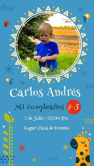 Invitación de Cumpleaños Para Niños Jirafa y Sol Invitaciones