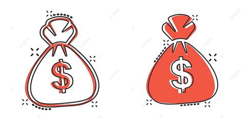 Comicstyle Money Bag Icon With Coin Splash Effect Vector Profit