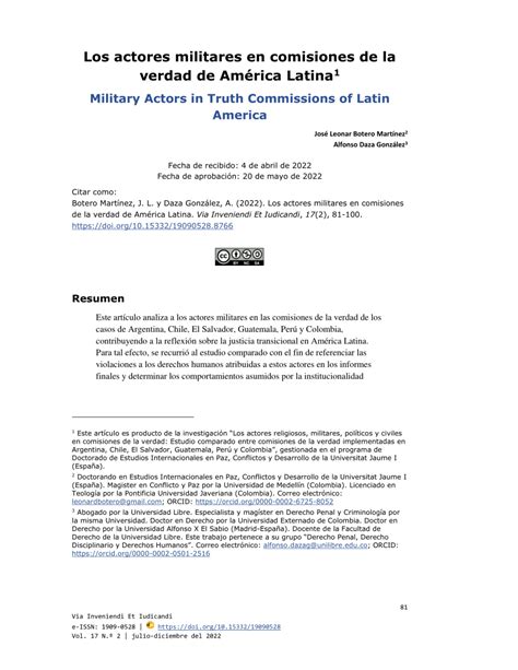 PDF Los actores militares en comisiones de la verdad de América Latina