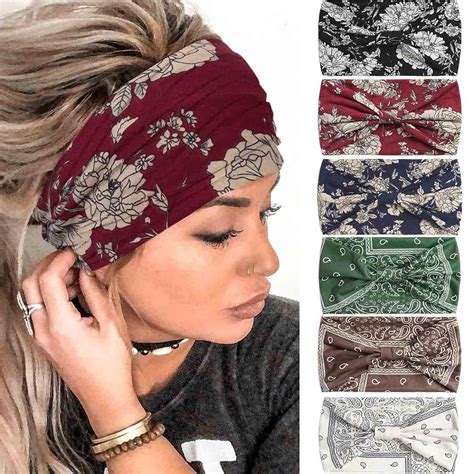 Olbye Boho Headbands For Women Wide Knotted Elastic