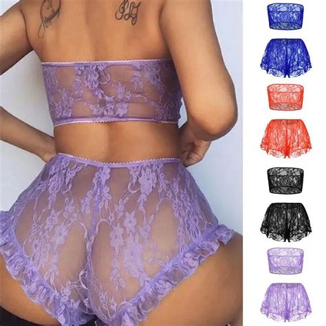 Women Transparent Sheer Mesh Lace Cupped Sexy Lingerie Lingeries And