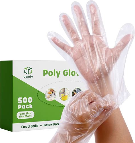 Comfy Package Poly Plastic Gloves Disposable Latex Free Food Prep