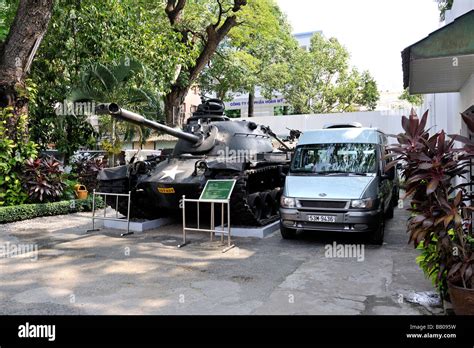 A modern US van parked beside a captured M48 A3 US tank. War Remnants ...