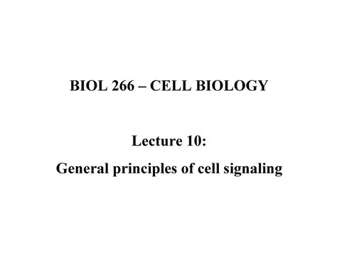 Lecture 10 Powerpoint BIOL 266 CELL BIOLOGY Lecture 10 General