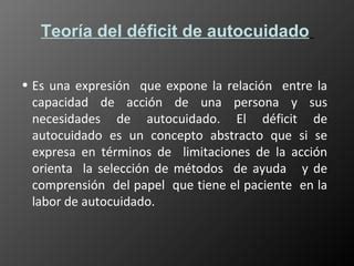 Teor A Del Autociodado Dorothea Orem Ppt