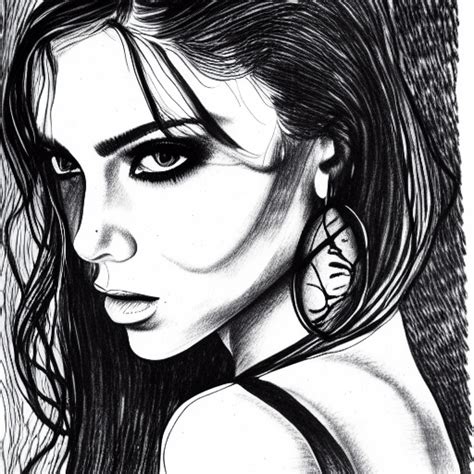 Ink Drawing Of The Most Beautiful Woman Alive · Creative Fabrica