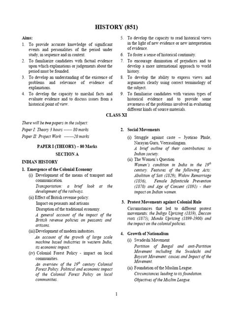 8 Isc History Xi Xii Revised 020424 Isc2026 Pdf British Raj Apartheid