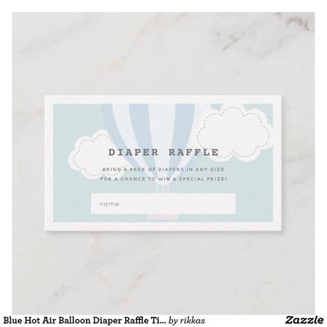 Blue Hot Air Balloon Diaper Raffle Ticket Enclosure Card Zazzle Diaper Raffle Tickets