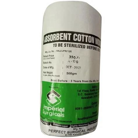 White Absorbent Cotton Wool For Hospital Packaging Size Gm At Rs