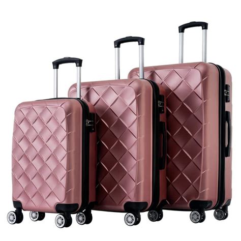 Merax 3 Piece Rose Gold Expandable ABS Hardshell Spinner 20 In 24 In