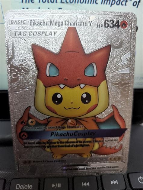 Mavin Pikachu Mega Charizard Silver Foil Cosplay Pokemon Card