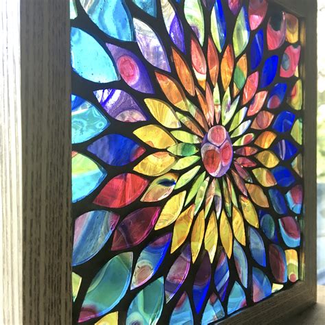 Wood Framed Stained Glass Mosaic Window Ref 155 Siobhan Allen