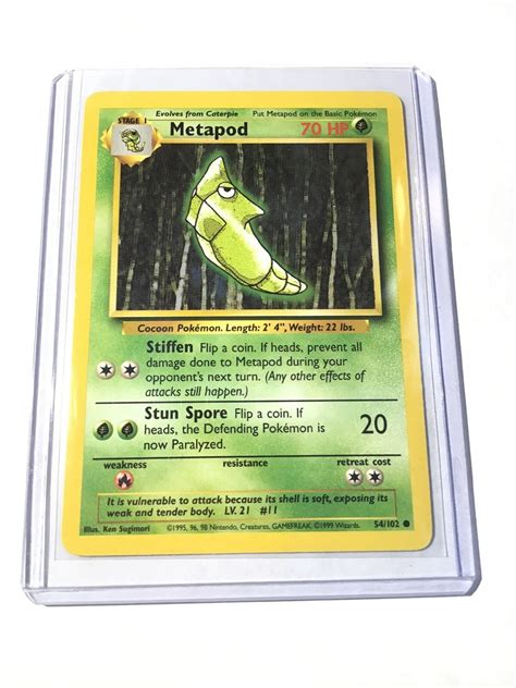 Metapod Base Set Common Pokemon Card Unlimited Edition