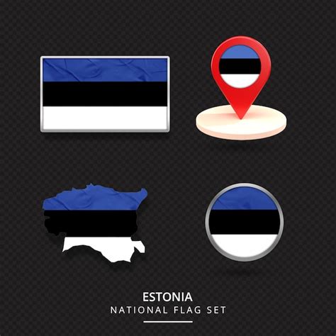 Premium PSD Estonia National Flag Map Location Element Design