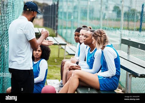 Netball Bench Sports Team And Strategy Coach Planning Game Plan