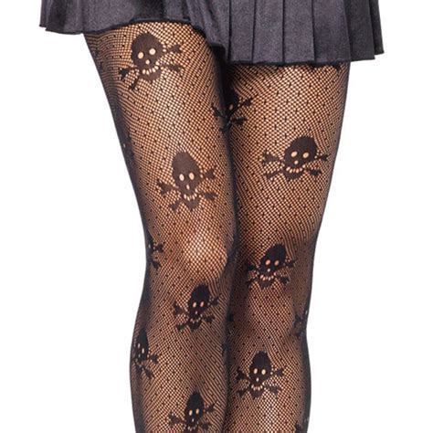 Sexy Skulls Fishnet Tights Women Sheer Net Fishnet Stockings Stretch