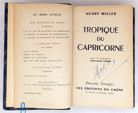 Tropique Du Capricorne Henry Miller 1946 1st French Edition Rare