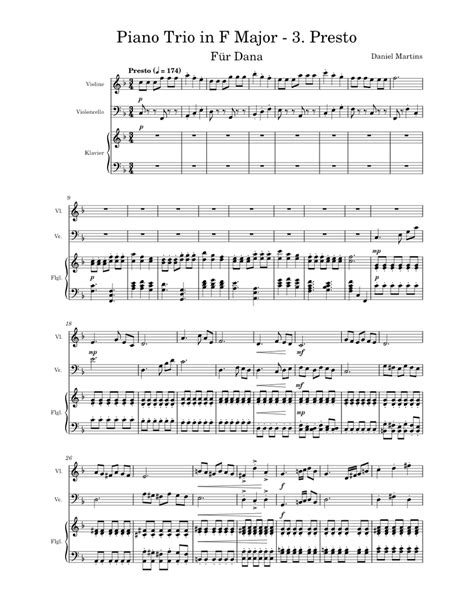 Piano Trio In F Major Sheet Music For Piano Violin Cello Piano Trio