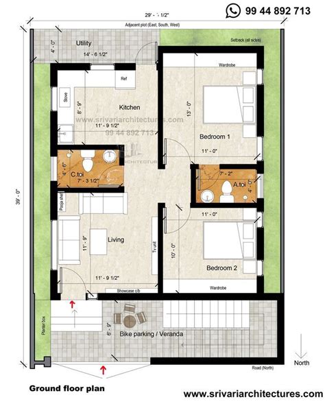 X North Facing Floor Plan Building Plans House Bungalow