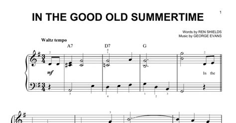 In The Good Old Summertime Easy Piano Print Sheet Music Now