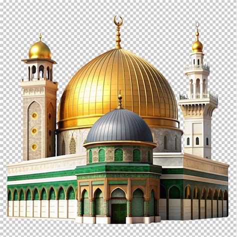 Islamic Background With Madina And Mosque Png Premium Ai Generated Psd