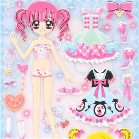 Japanese kawaii girls dress up doll puffy sponge stickers 'ribbon ...