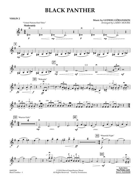 Ludwig Göransson Black Panther arr Larry Moore Violin 2 sheet