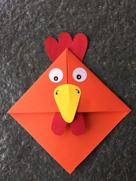 Cute animal corner bookmark fun activity for kids, cute gift idea _ Rooster | Kids origami ...