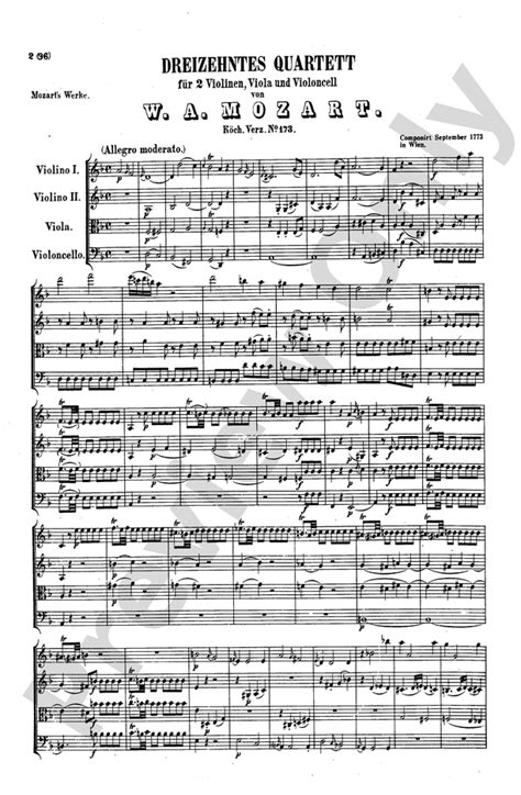 Mozart String Quartets String Quartet In D Minor K 173 Part Digital Sheet Music Download