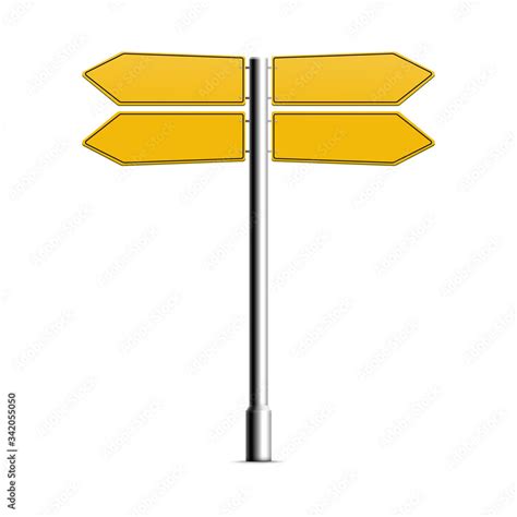 Crossroad blank road arrow sign, realistic vector mockup illustration ...