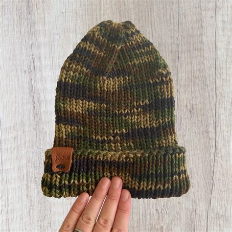 Knit Camo Beanie Camo Slouch Hat Hunting Hat Camoflauge Hat Hats