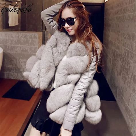 2018 New Autumn Winter Women Faux Fur Coat Skirt Style Fashion Long