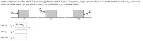 The Three Diagrams Below Show A Block Of Mass M Being Pulled Or Pushed