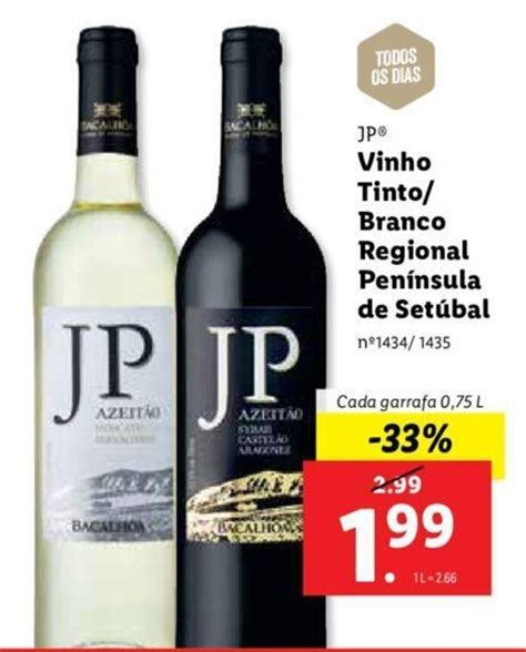 Promoção JP Vinho Tinto Branco Regional Peninsula de Setúbal 0 75L em Lidl