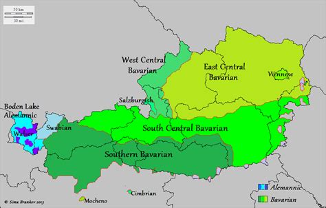 Dialects of Austria [1048 × 669] : MapPorn