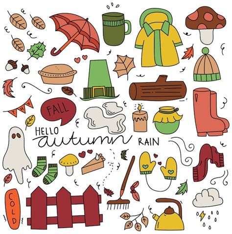 Premium Vector Set Of Autumn Doodle Elements