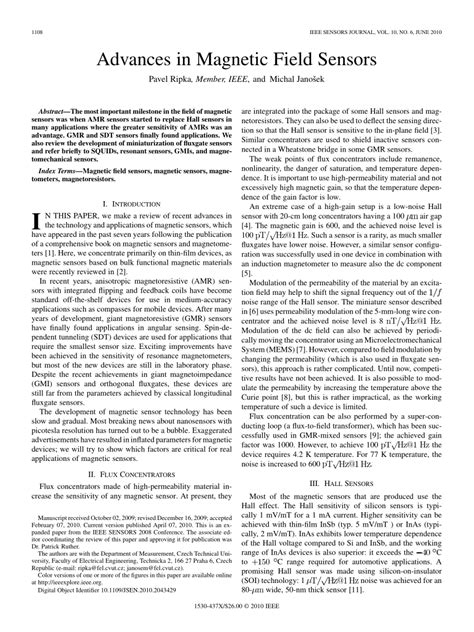 (PDF) Advances in Magnetic Field Sensors