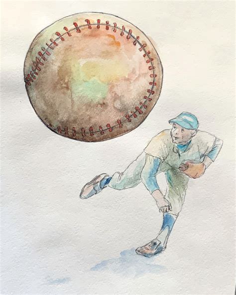 Baseball Painting Watercolor Original Vintage Baseball Player Etsy