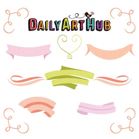 Simple Ribbon Banners Clip Art Set Daily Art Hub