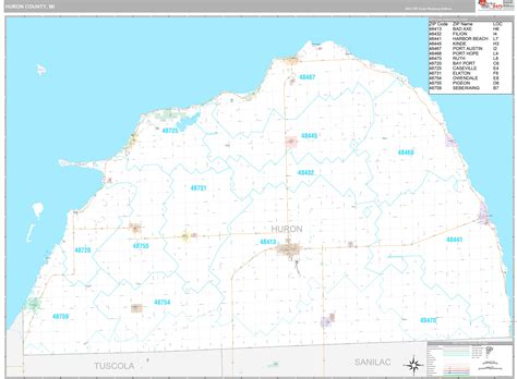 Huron County Mi Wall Map Premium Style By Marketmaps