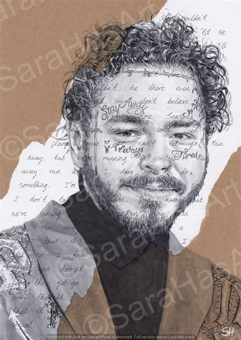 Post Malone Portrait Drawing With Circles Lyrics Fine Art - Etsy