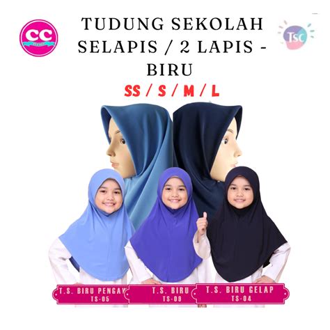 Tone Biru Tudung Sekolah Biru Pengawas Biru Royal Biru Gelap Polis