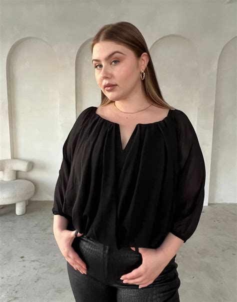 Plus Size Draped Chiffon Blouse 2020ave