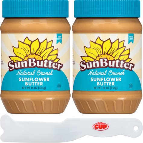 Sunbutter Natural Crunch Sunflower Butter 16 Ounce Pack Of 2 With By The Cup