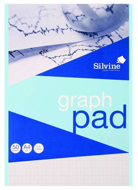 Silvine A4 Graph Pad 110mm 90gsm 50 Sheets Whiteblue Grided Paper