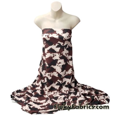 Brown And Black Cow Print Nylon Spandex Way Stretch Bikini Swimsuit Swimwear Fabric Fluky