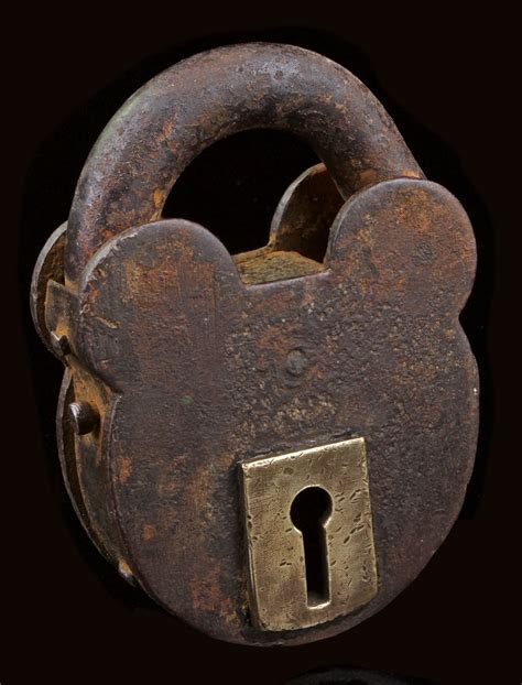 Vintage Iron Lock With Brass Keyhole Recovery Curios