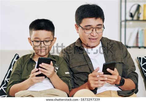 Preteen Son His Mature Father Sitting Stock Photo Shutterstock