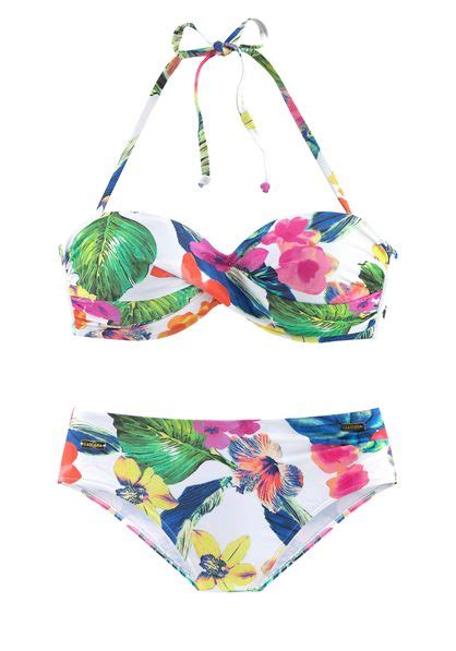 LASCANA Bügel Bandeau Bikini Tropic weiß bedruckt Cup A 32