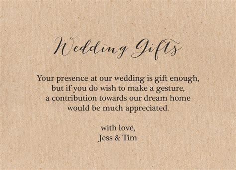 Rustic Wedding Gift Wish Card from £0.40 each